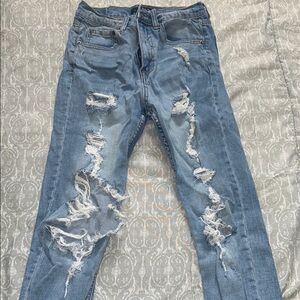 Aeropostale Blue Skinny Jeans with Distressed Style